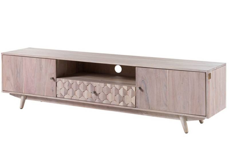 Massivmoebel24 TV-Board (Massivholz), TV-Board 188x40x48 Akazie weiß lackiert MOSAYK #205 von Massivmoebel24