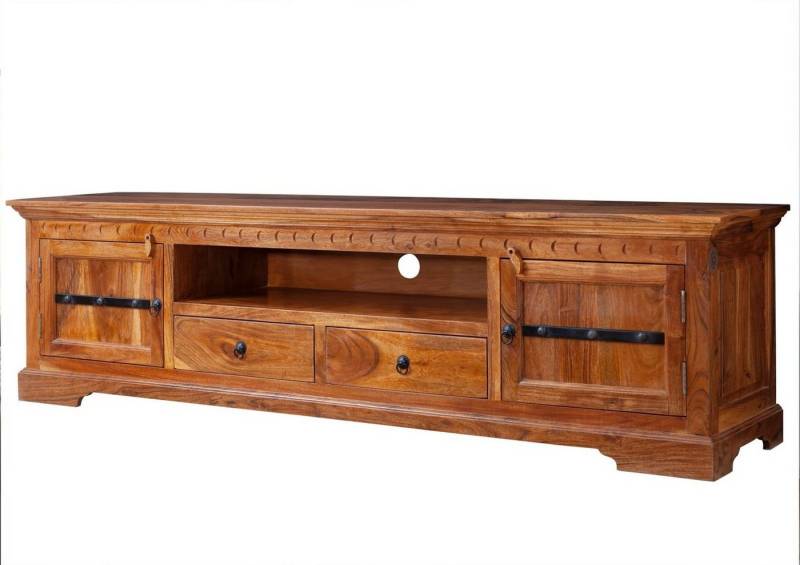Massivmoebel24 TV-Board (TV-Board Akazie 200x45x55 honig lackiert OXFORD #0326) von Massivmoebel24