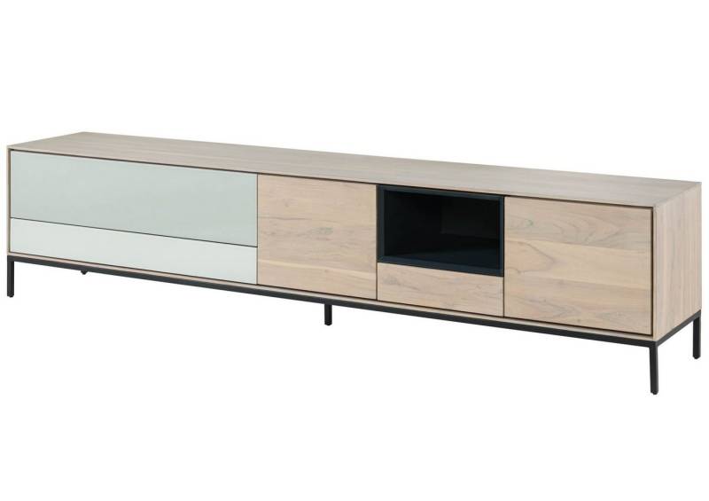 Massivmoebel24 TV-Board (TV-Board Akazie 240x45x55 grau-weiß geölt CHICAGO #03) von Massivmoebel24