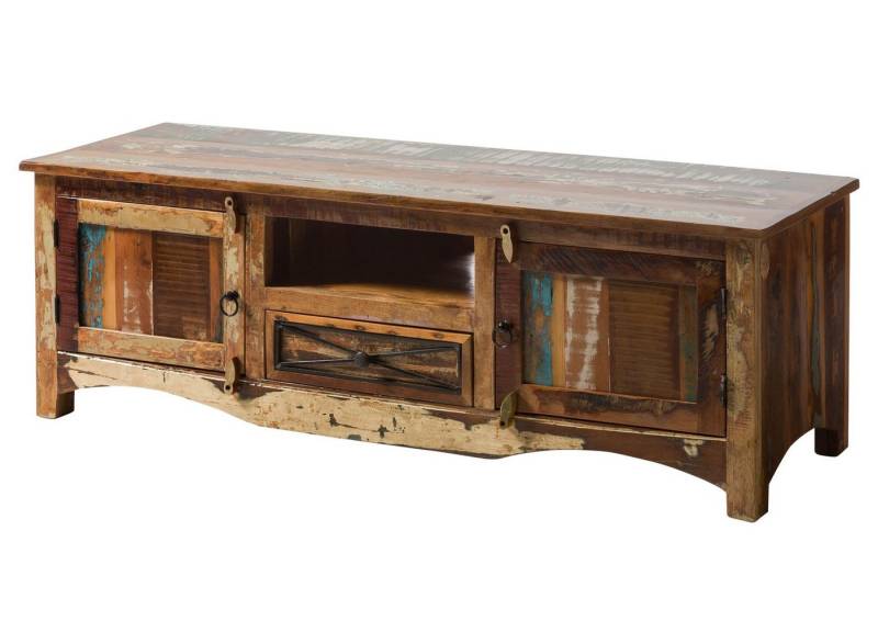 Massivmoebel24 TV-Board (Massivholz), TV-Board Altholz 150x50x50 mehrfarbig lackiert NATURE OF SPIRIT #135 von Massivmoebel24