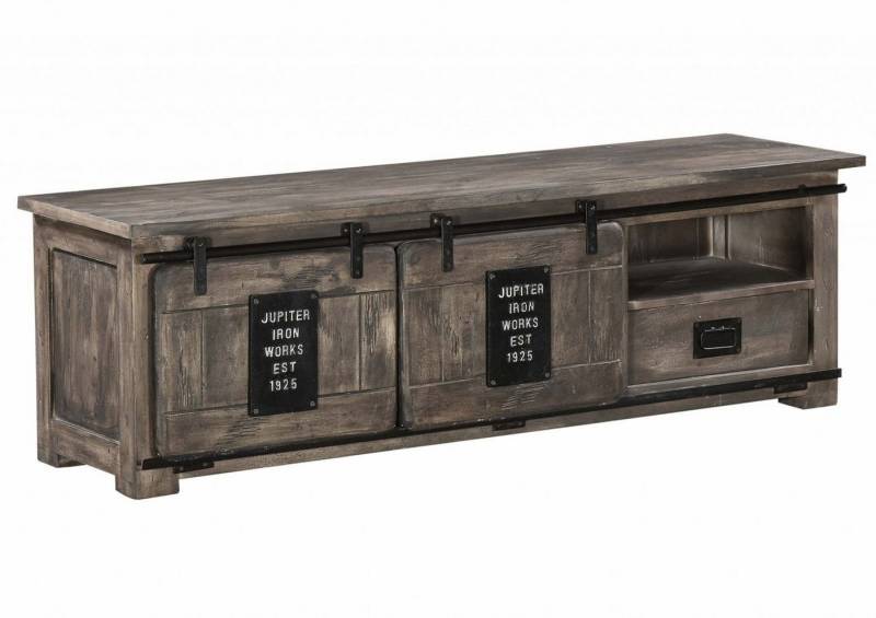 Massivmoebel24 TV-Board (TV-Board Mango 160x45x50 grau lackiert RAILWAY #201) von Massivmoebel24