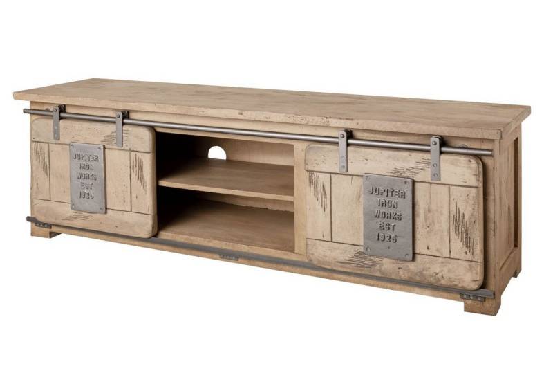 Massivmoebel24 TV-Board (TV-Board Mango 160x45x50 whitewash lackiert RAILWAY #301) von Massivmoebel24