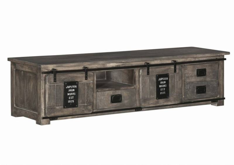 Massivmoebel24 TV-Board (TV-Board Mango 200x55x50 grau lackiert RAILWAY #251) von Massivmoebel24