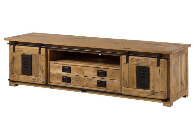 Massivmoebel24 TV-Board (TV-Board Mango 200x55x55 natur lackiert RAILWAY #148) von Massivmoebel24