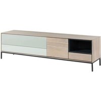 Massivmoebel24 - TV-Board Akazie 200x45x55 grau-weiß geölt chicago 02 von Massivmoebel24
