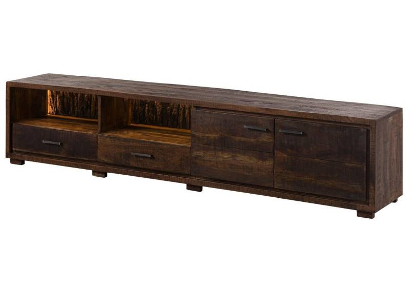 Massivmoebel24 TV-Board (Akazie 220x40x47 dunkelbraun lackiert BARK #210) von Massivmoebel24