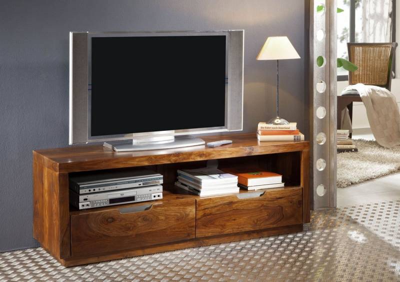 Massivmoebel24 TV-Board TV-Board Sheesham 140x45x50 walnuss lackiert DUKE #122 von Massivmoebel24