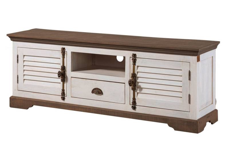 Massivmoebel24 TV-Board (Mango 170x45x55 weiß lackiert TOULOUSE #111) von Massivmoebel24