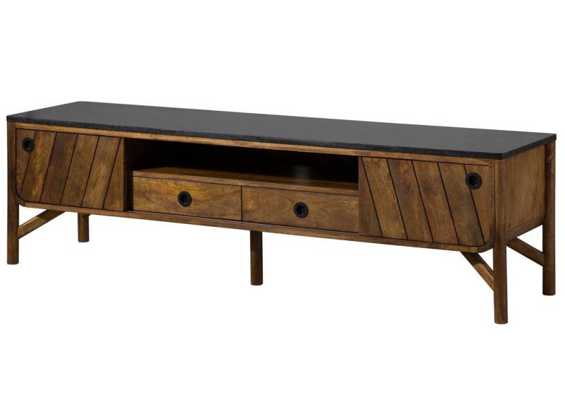 Massivmoebel24 TV-Board (Mango 180x45x50 braun geölt / schwarz LOS ANGELES #103) von Massivmoebel24