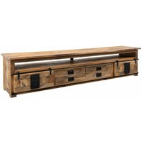 Massivmoebel24 - TV-Board Mango 260x50x60 natur lackiert railway 155 von Massivmoebel24