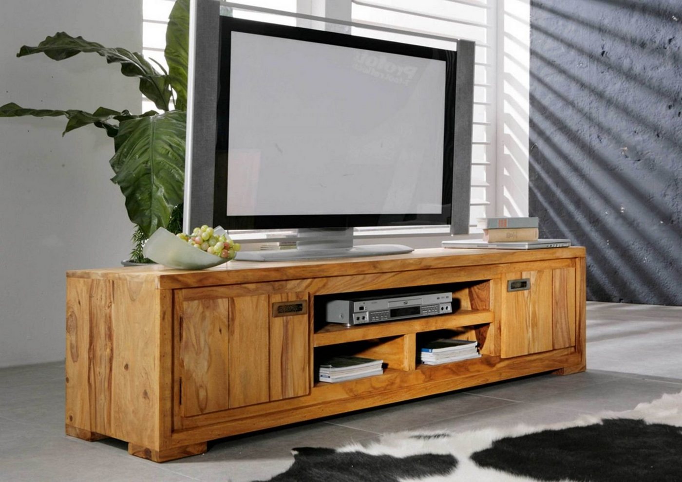 Massivmoebel24 TV-Board TV-Board Sheesham 180x47x40 braun geölt NATURE BROWN #856 von Massivmoebel24