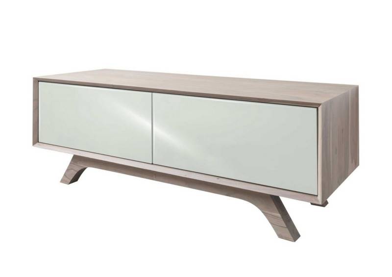 Massivmoebel24 TV-Board (TV-Board Akazie 125x45x45 braun-weiß lackiert TROMSO #107) von Massivmoebel24
