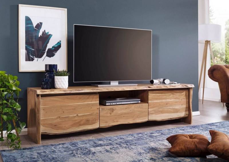 Massivmoebel24 TV-Board TV-Board Akazie 191x45x50 natur lackiert PURE ACACIA #702 von Massivmoebel24