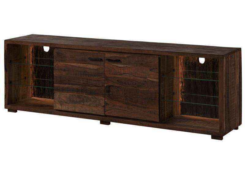 Massivmoebel24 TV-Board (TV-Board Akazie 200x40x63 dunkelbraun lackiert BARK #213) von Massivmoebel24