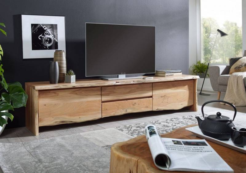 Massivmoebel24 TV-Board (Massivholz), TV-Board Akazie 220x45x50 natur lackiert PURE ACACIA #704 von Massivmoebel24