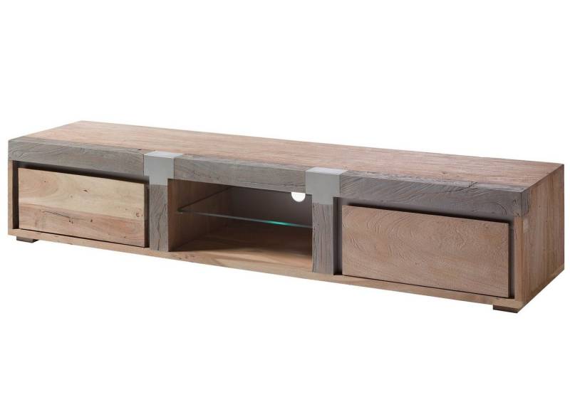 Massivmoebel24 TV-Board (TV-Board Akazie 205x48x39 beige lackiert Amsterdam #102) von Massivmoebel24