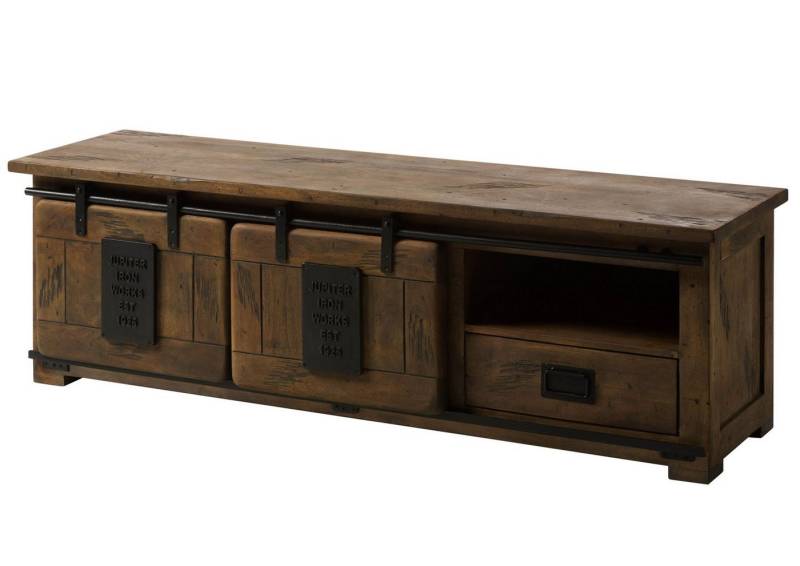 Massivmoebel24 TV-Board (TV-Board Mango 160x45x50 braun lackiert RAILWAY #401) von Massivmoebel24