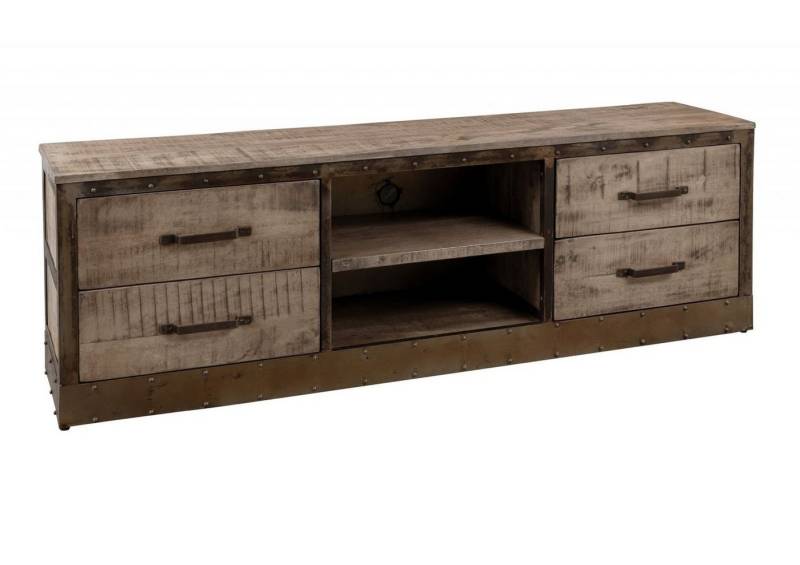 Massivmoebel24 TV-Board (TV-Board Mango 180x40x60 braun lackiert HEAVY INDUSTRY #239) von Massivmoebel24