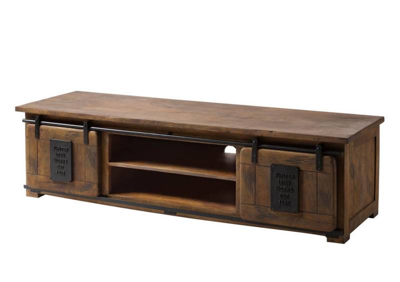 Massivmoebel24 TV-Board (TV-Board Mango 180x55x50 braun lackiert RAILWAY #435) von Massivmoebel24