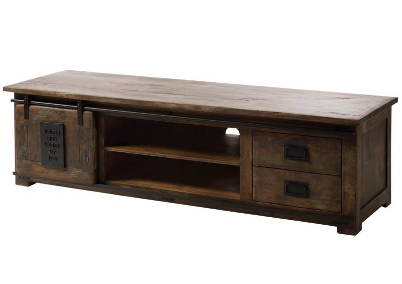 Massivmoebel24 TV-Board (TV-Board Mango 180x55x50 braun lackiert RAILWAY #445) von Massivmoebel24