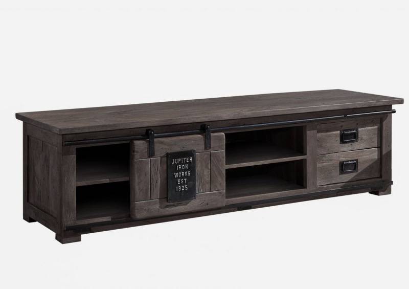 Massivmoebel24 TV-Board (TV-Board Mango 180x55x50 grau lackiert RAILWAY #245) von Massivmoebel24
