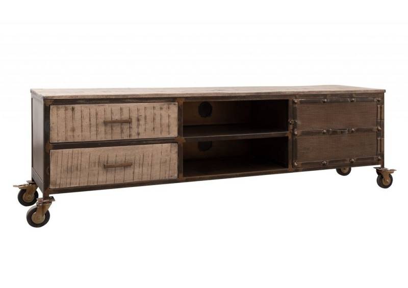 Massivmoebel24 TV-Board (TV-Board Mango 190x40x60 braun lackeirt HEAVY INDUSTRY #231) von Massivmoebel24