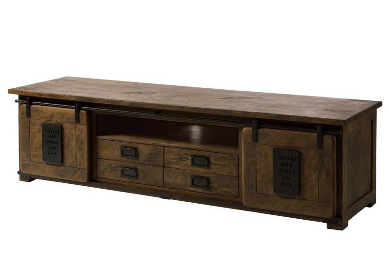 Massivmoebel24 TV-Board (TV-Board Mango 200x55x55 braun lackiert RAILWAY #448) von Massivmoebel24