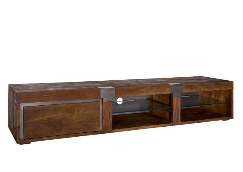 Massivmoebel24 TV-Board (TV-Board Mango 205x48x39 braun lackiert Amsterdam #03) von Massivmoebel24