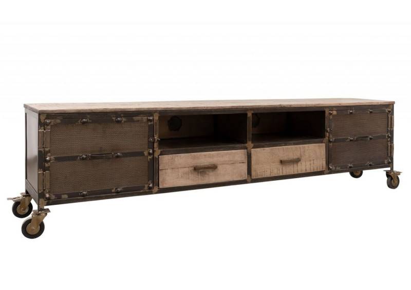 Massivmoebel24 TV-Board (TV-Board Mango 220x40x60 braun lackeirt HEAVY INDUSTRY #232) von Massivmoebel24
