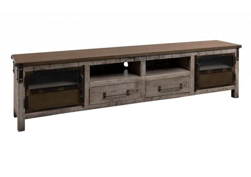 Massivmoebel24 TV-Board (TV-Board Mango 220x40x60 braun lackiert HEAVY INDUSTRY #235) von Massivmoebel24