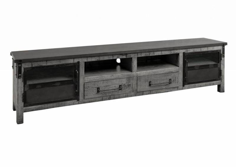 Massivmoebel24 TV-Board (TV-Board Mango 220x40x60 grau lackiert HEAVY INDUSTRY #135) von Massivmoebel24