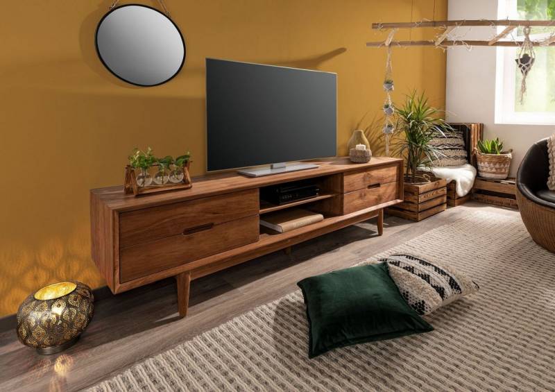 Massivmoebel24 TV-Board TV-Board Teak 200x40x56 natur unbehandelt BUTON #112 von Massivmoebel24