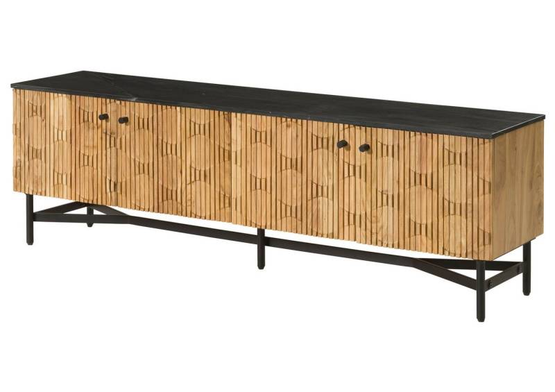 Massivmoebel24 TV-Board (Massivholz), Akazie 180x40x55 natur lackiert / Marmor schwarz LONDON #105 Massivmoebel24 TV-Board (Massivholz), Akazie 180x40x55 natur lackiert / Marmor schwarz LONDON #105 von Massivmoebel24