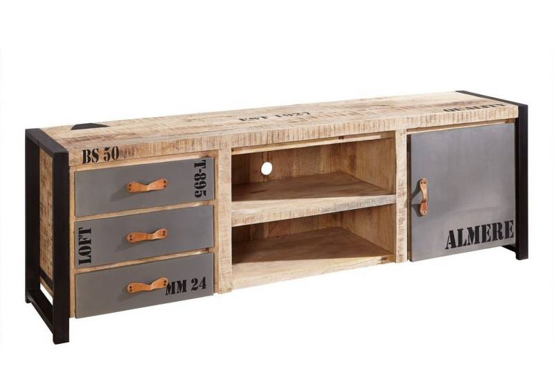 Massivmoebel24 TV-Board (Massivholz), TV-Board Mango 200x45x66 natur bedruckt FACTORY #133 von Massivmoebel24