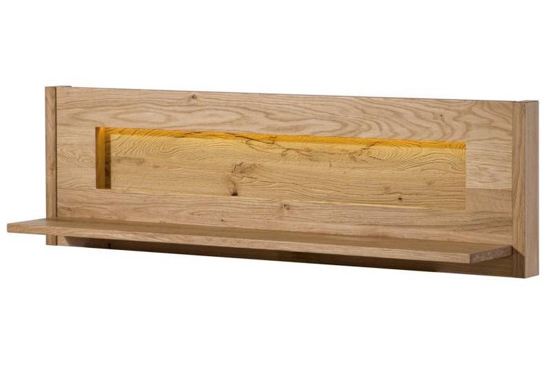 Massivmoebel24 Wandregal, 1-tlg., Wandregal Wildeiche inkl. LED 123x25x38 natur geölt CARDIFF #150 von Massivmoebel24