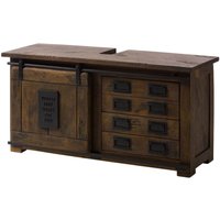 Massivmoebel24 - Waschbeckenunterschrank Mango 120x40x60 braun lackiert railway 477 von Massivmoebel24