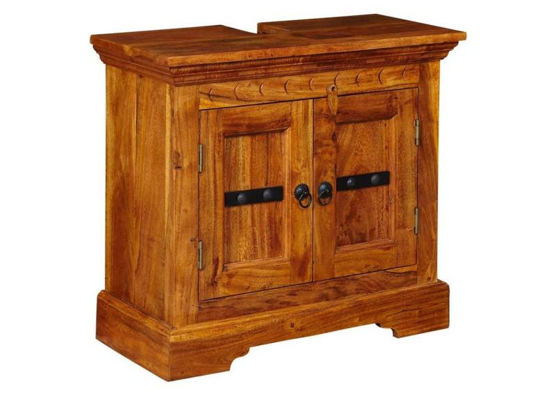 Massivmoebel24 Waschbeckenunterschrank (Waschbeckenunterschrank Akazie 66x30x60 honig lackiert OXFORD #01007) Waschbeckenunterschrank Akazie 66x30x60 honig lackiert OXFORD #01007 von Massivmoebel24