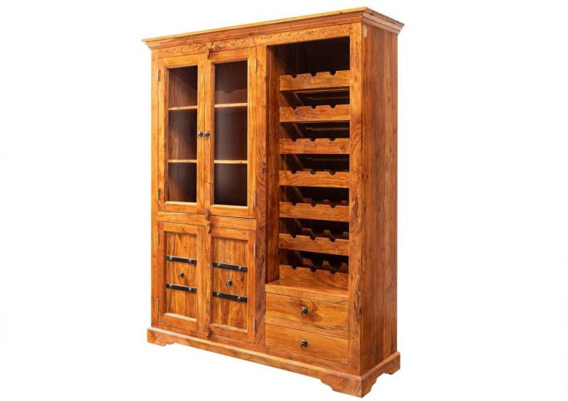 Massivmoebel24 Weinschrank (Weinschrank Akazie 144x47x180 honig  lackiert OXFORD #0519) Weinschrank Akazie 144x47x180 honig  lackiert OXFORD #0519 von Massivmoebel24
