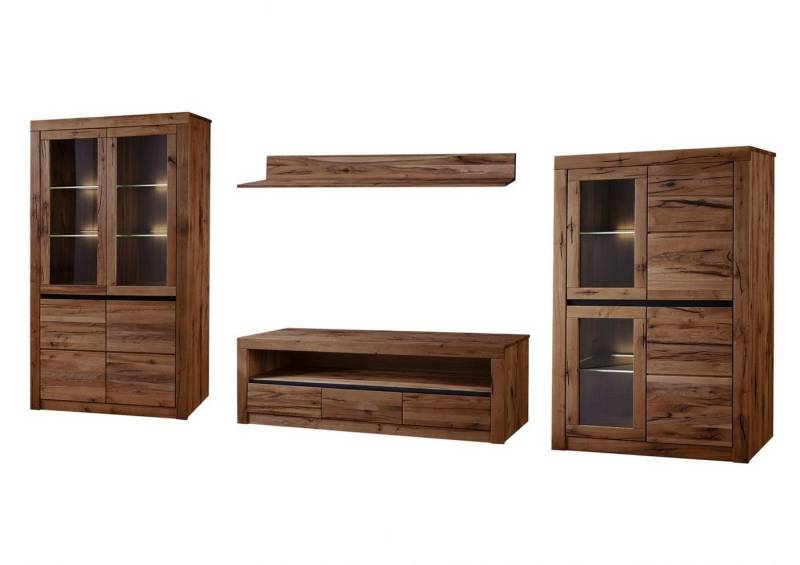 Massivmoebel24 Wohnwand, (Wild-/Zerreiche tabacco brown massiv Wuchsrisse MONTREUX #902), Wild-/Zerreiche tabacco brown massiv Wuchsrisse MONTREUX #902 von Massivmoebel24