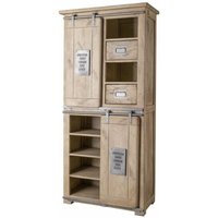 Schrank Mango 80x45x175 whitewash lackiert RAILWAY 317 - beige von Massivmoebel24