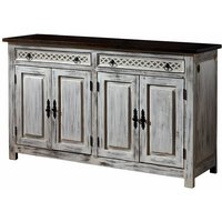 Sideboard Mango / Akazie 150x45x90 weiß gewachst castle-antik 261 von Massivmoebel24