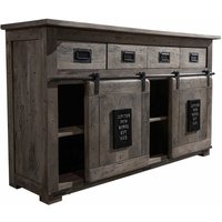 Sideboard Mango 150x45x90 grau lackiert RAILWAY 220 von Massivmoebel24