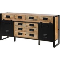 Sideboard Mango 195x45x90 natur klar lackiert / Metall schwarz blackburn 109 von Massivmoebel24