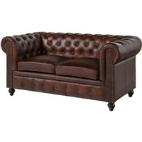 Sofa 2-Sitzer Echtleder 158x82x75 braun chesterfield 102 von Massivmoebel24