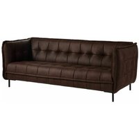 Sofa 3-Sitzer 228x94x82 Leder dunkelbraun patch - dunkelbraun von Massivmoebel24