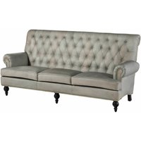 Sofa 3-Sitzer Echtleder 196x84x94 grau chesterfield 207 von Massivmoebel24