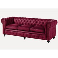Sofa 3-Sitzer Echtleder 216x82x75 rot chesterfield 403 von Massivmoebel24