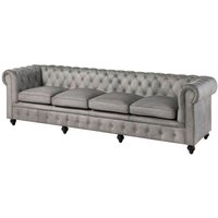 Sofa 4-Sitzer Echtleder 274x82x75 grau chesterfield 204 von Massivmoebel24