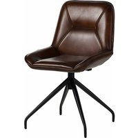 Stuhl Echtleder 49x56x83 braun IRON LABEL 108 von Massivmoebel24