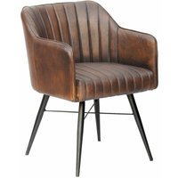 Stuhl Echtleder 54x68x78 braun IRON LABEL 11 von Massivmoebel24